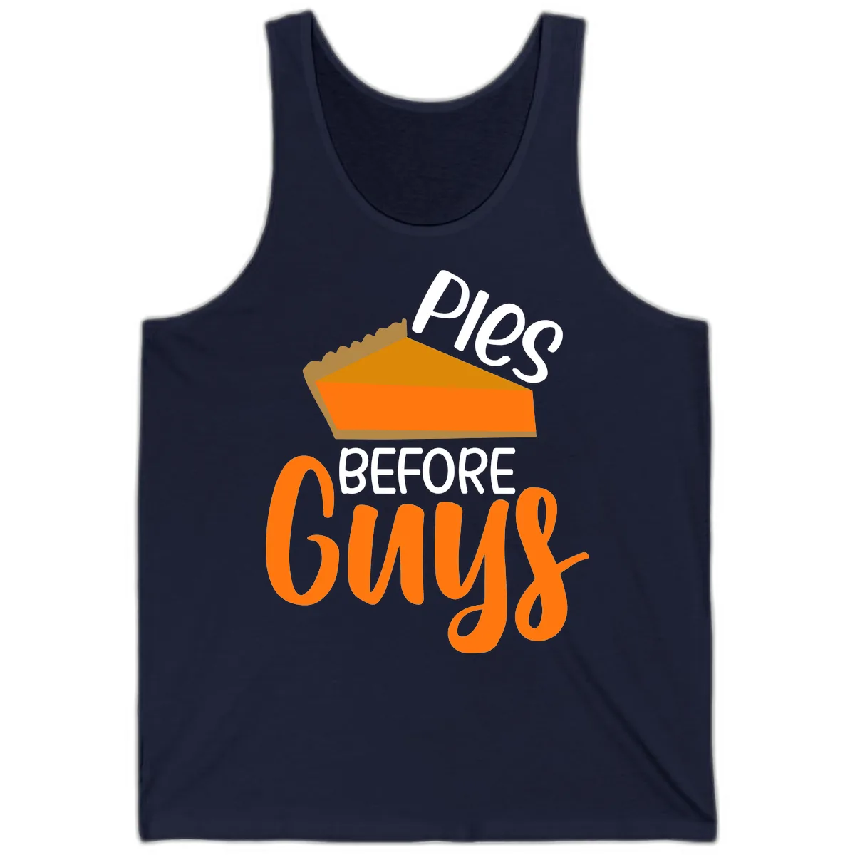 Pies Before Guys Thanksgiving Graphic Tank in Navy