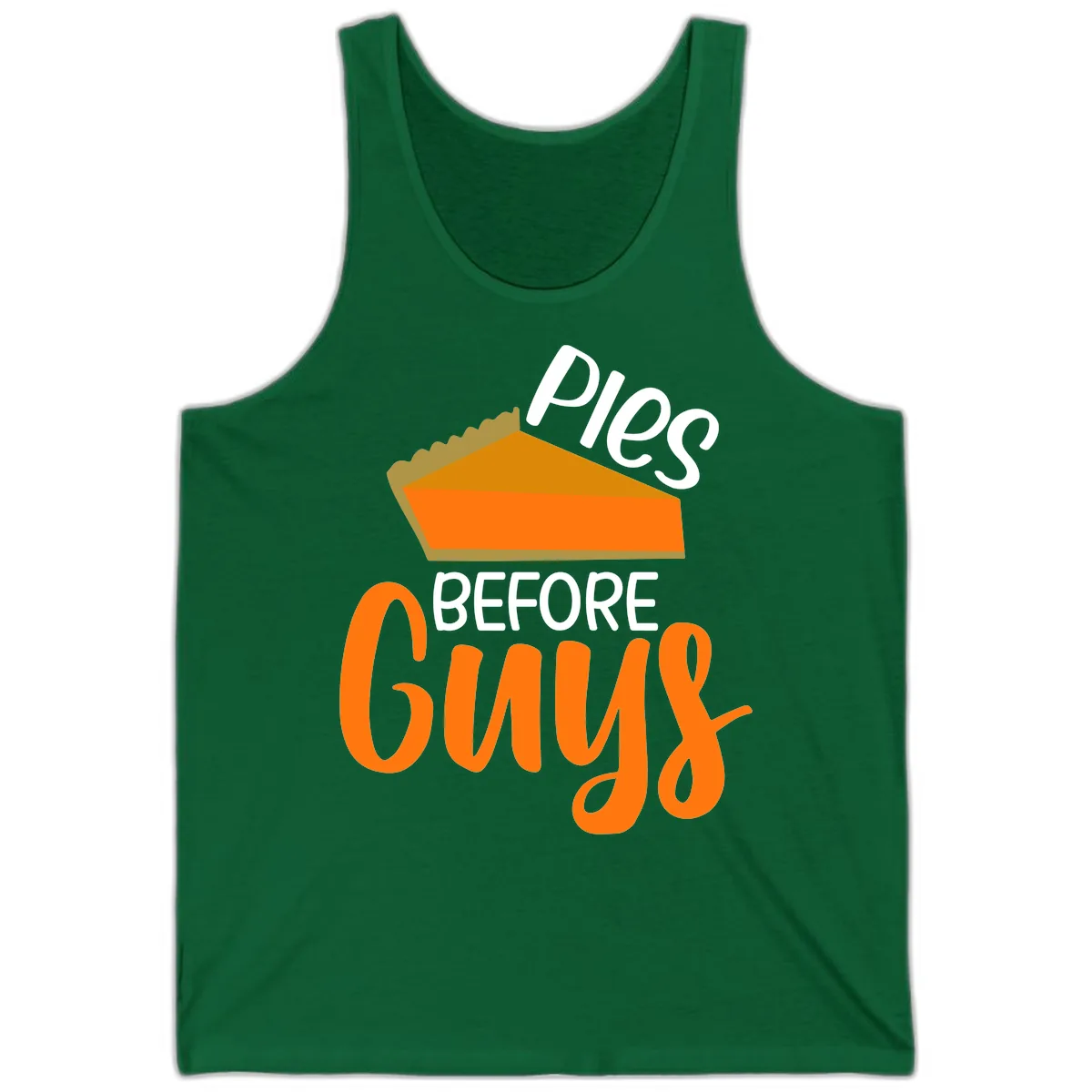 Pies Before Guys Thanksgiving Graphic Tank in Kelly