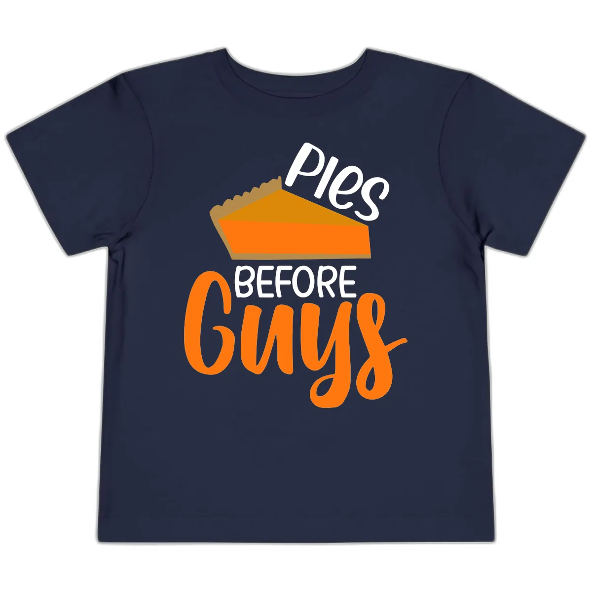 Pies Before Guys Thanksgiving Graphic Toddler T-Shirt in Navy