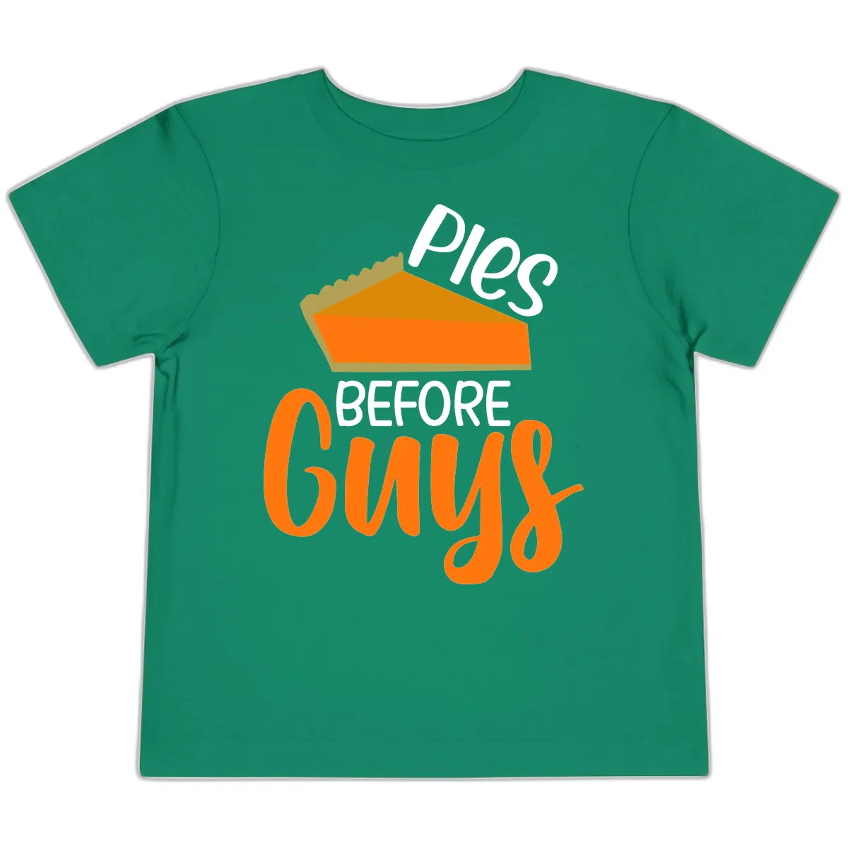 Pies Before Guys Thanksgiving Graphic Toddler T-Shirt in Kelly