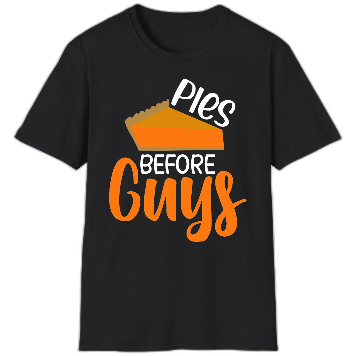 Pies Before Guys Thanksgiving Graphic T-Shirt in Black