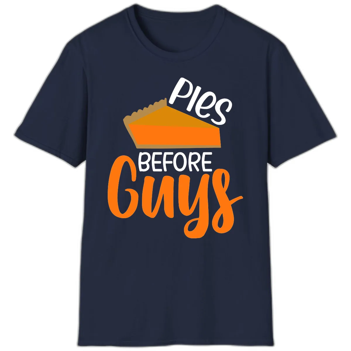 Pies Before Guys Thanksgiving Graphic T-Shirt in Navy