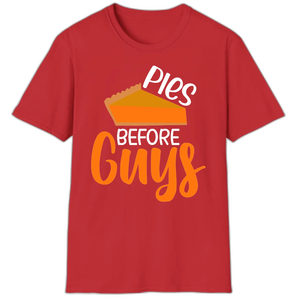 Pies Before Guys Thanksgiving Graphic T-Shirt in Red