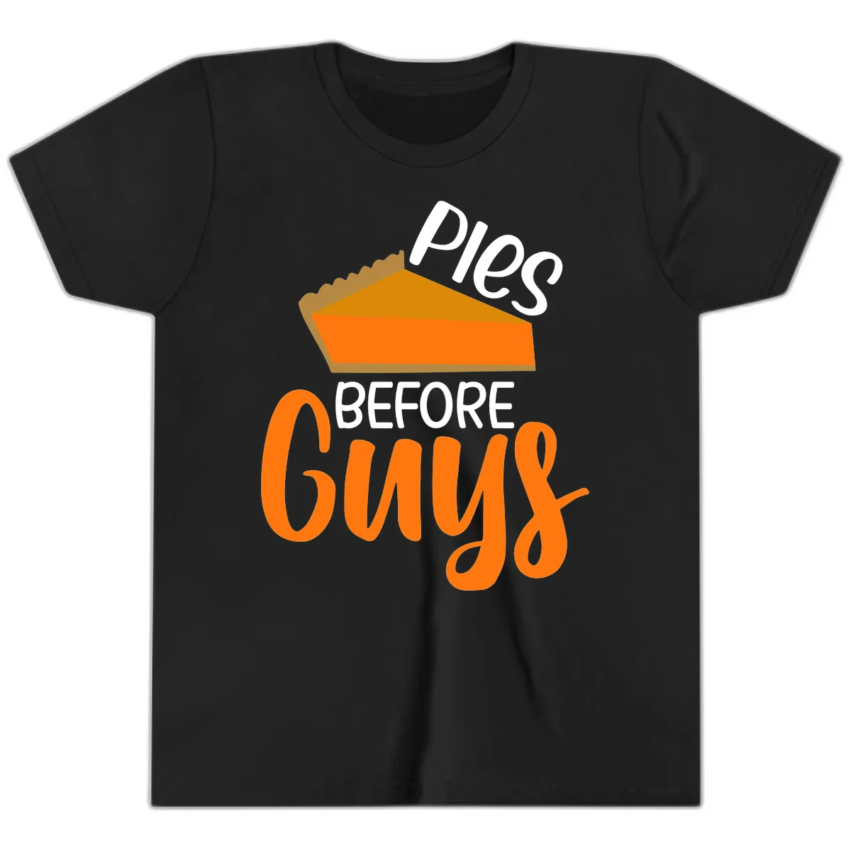 Pies Before Guys Thanksgiving Graphic Youth T-Shirt in Black