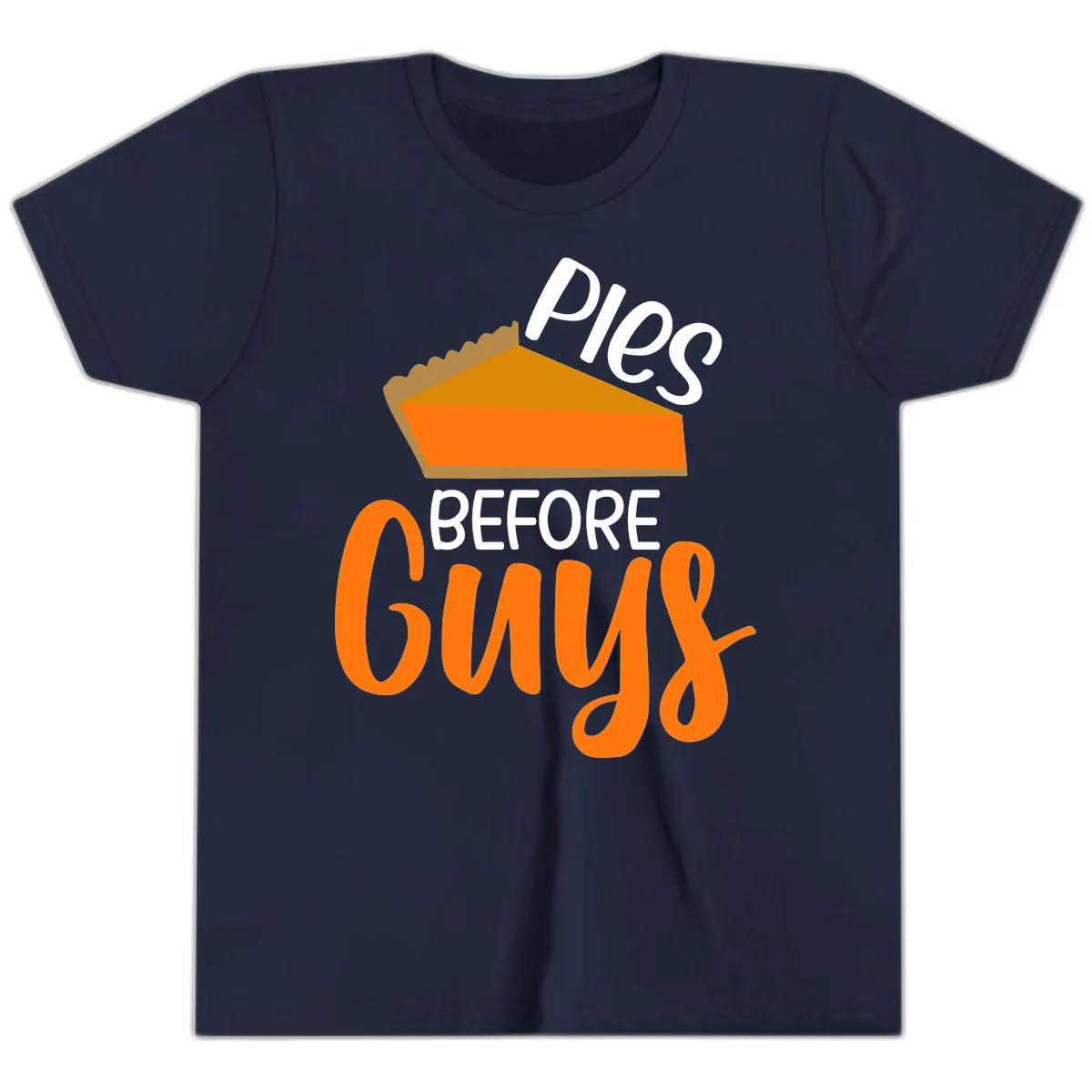 Pies Before Guys Thanksgiving Graphic Youth T-Shirt in Navy
