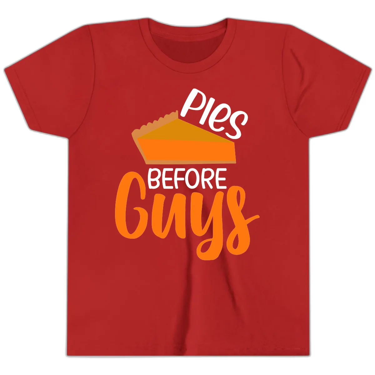 Pies Before Guys Thanksgiving Graphic Youth T-Shirt in Red