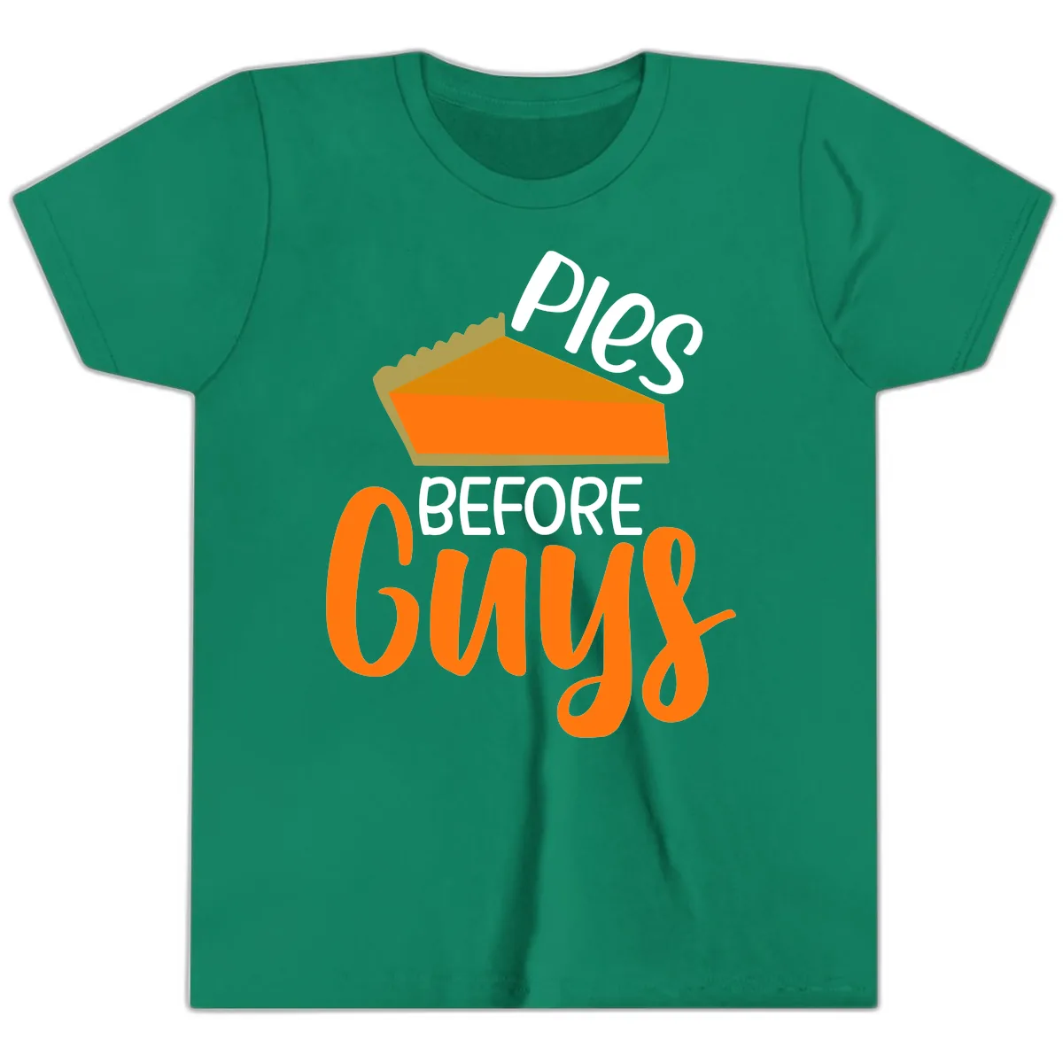 Pies Before Guys Thanksgiving Graphic Youth T-Shirt in Kelly