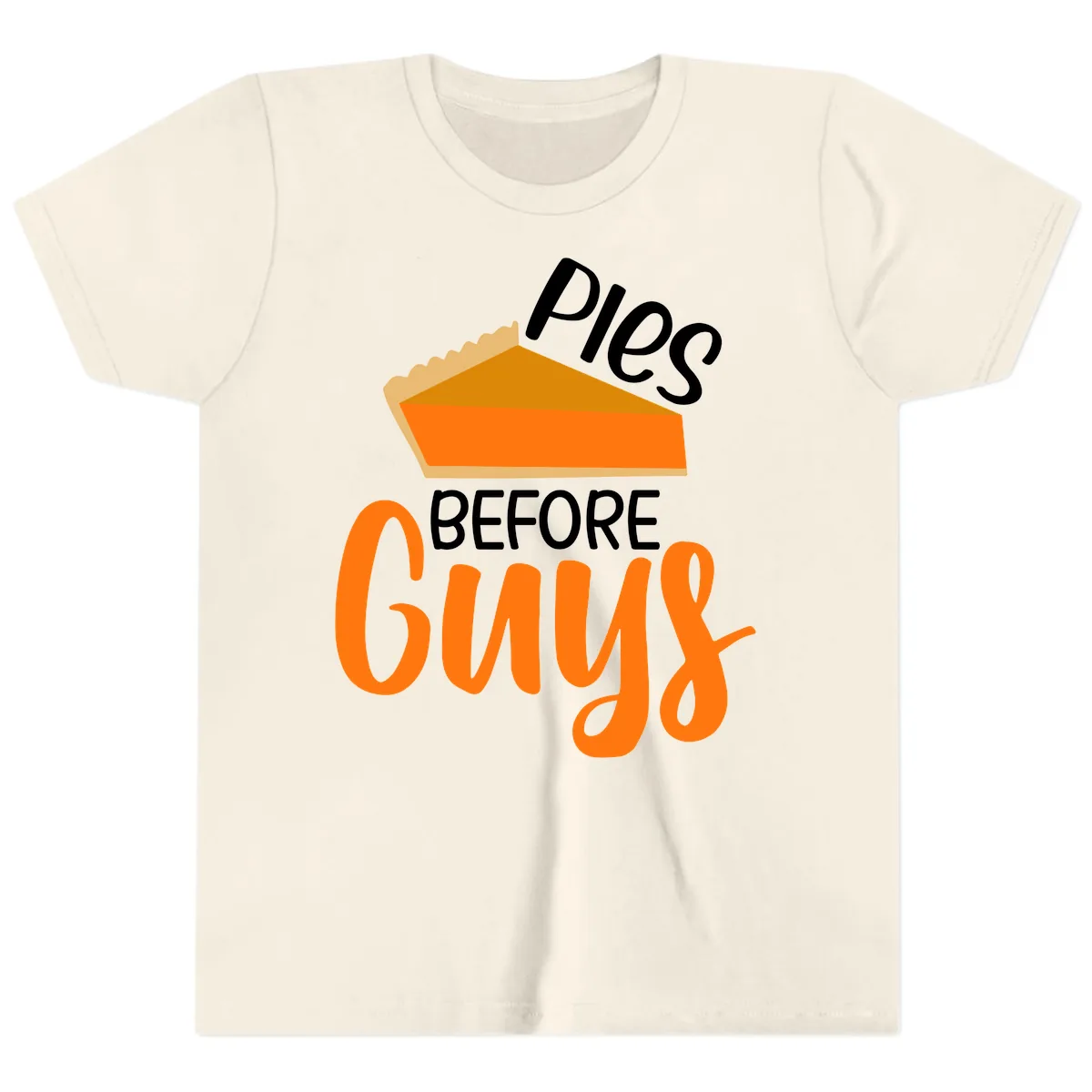 Pies Before Guys Thanksgiving Graphic Youth T-Shirt in Natural