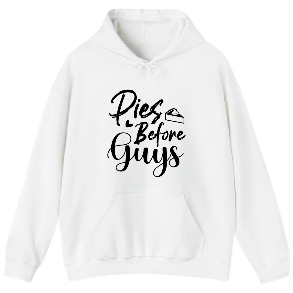 Pies Before Guys Typography Hoodie in White