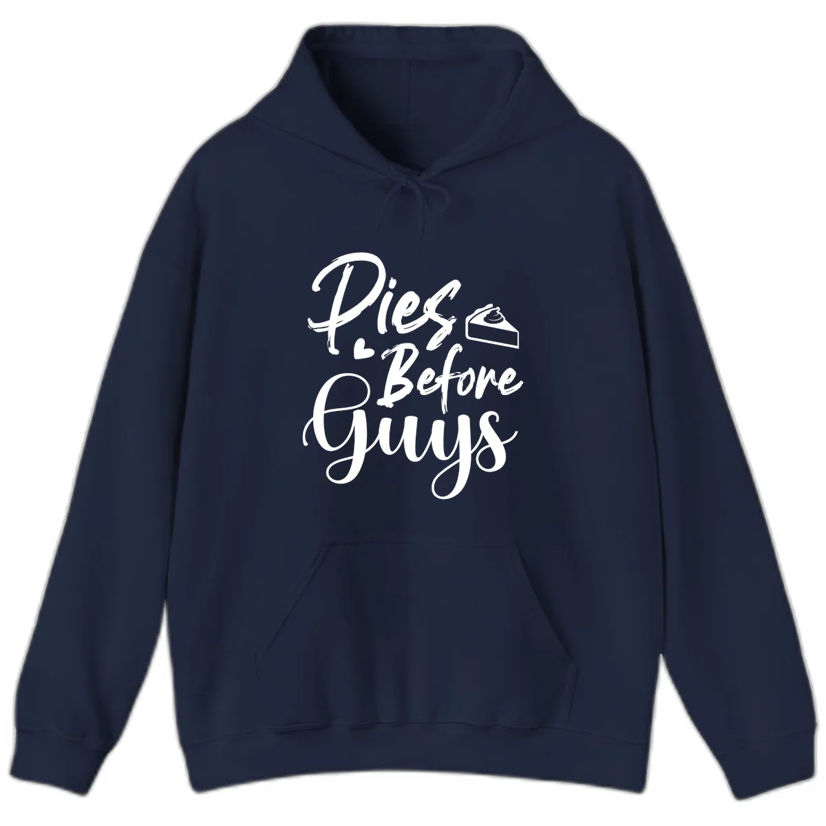 Pies Before Guys Typography Hoodie in Navy