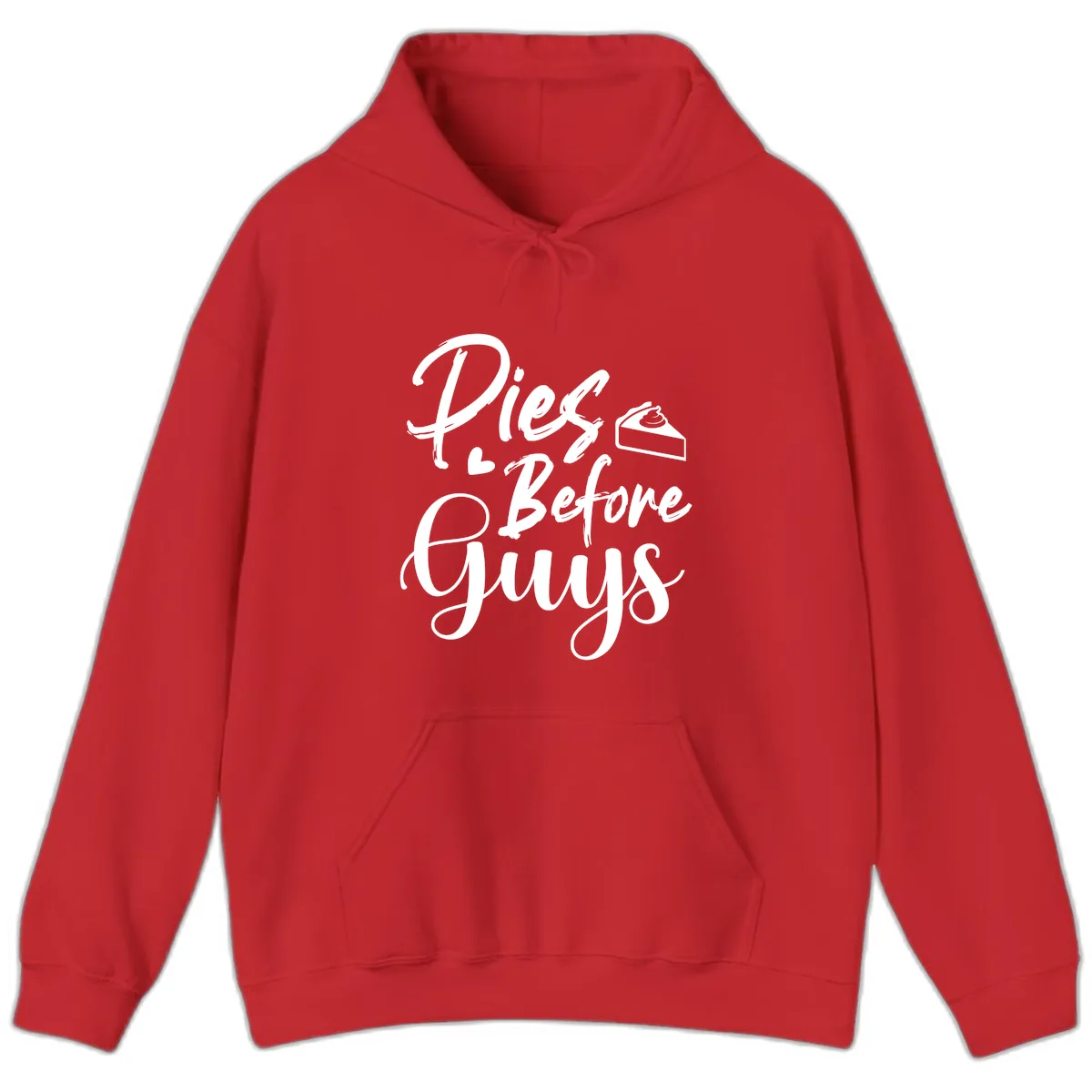 Pies Before Guys Typography Hoodie in Red