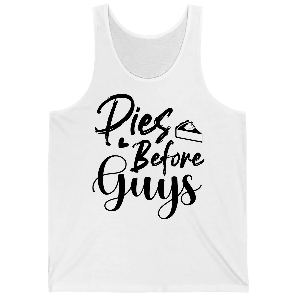 Pies Before Guys Typography Tank in White