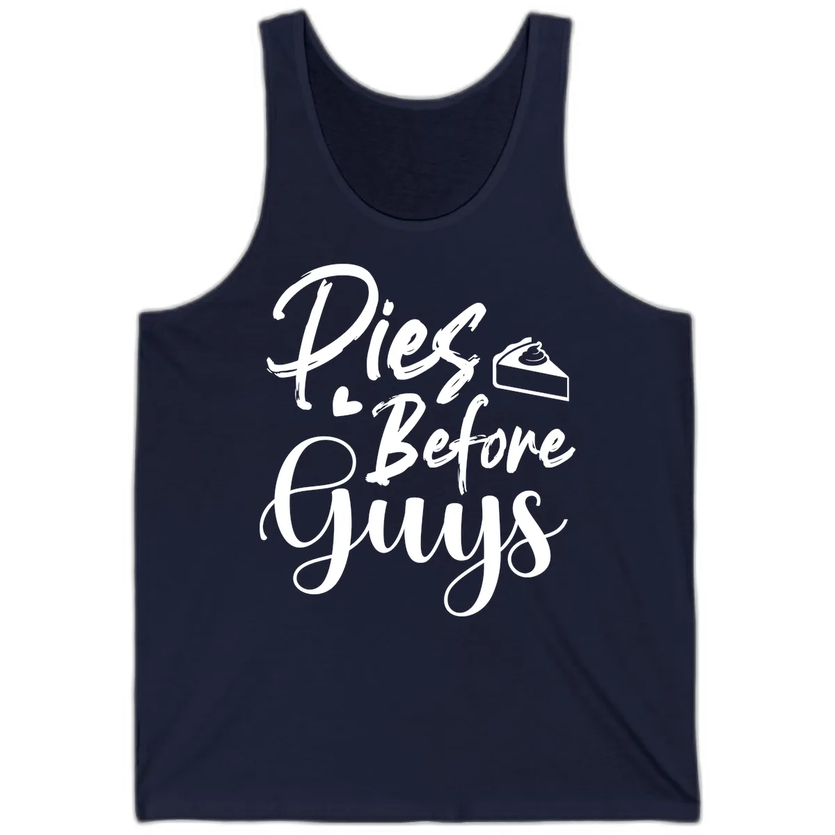 Pies Before Guys Typography Tank in Navy