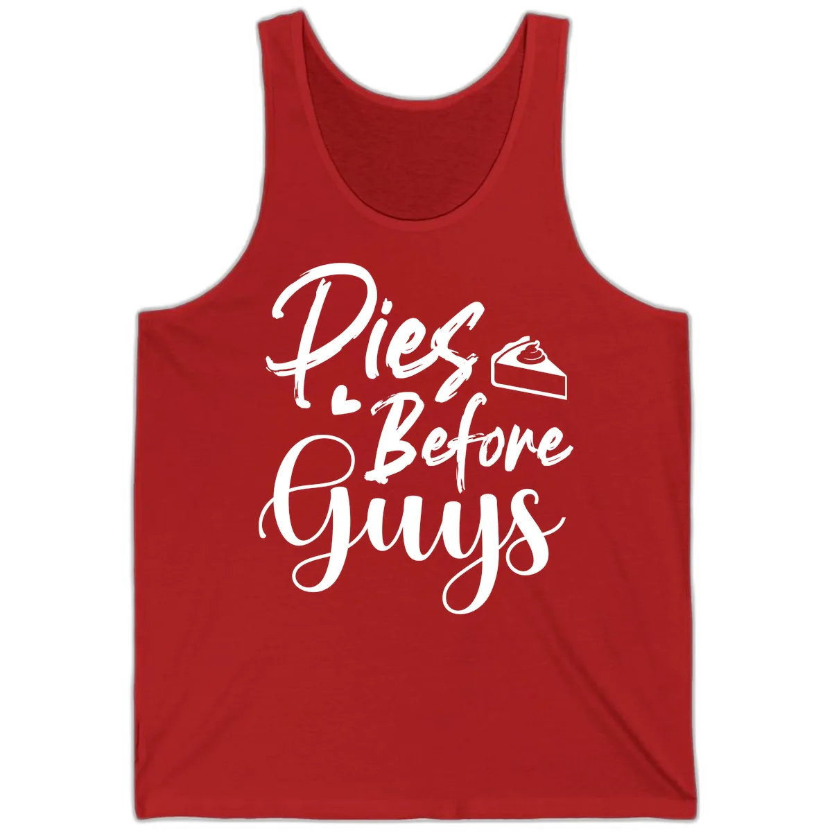 Pies Before Guys Typography Tank in Red