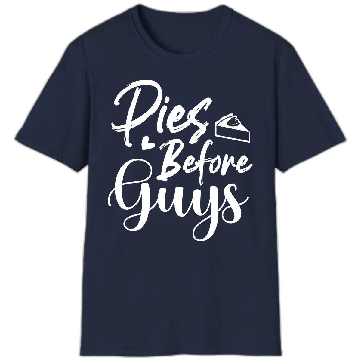 Pies Before Guys Typography T-Shirt in Navy