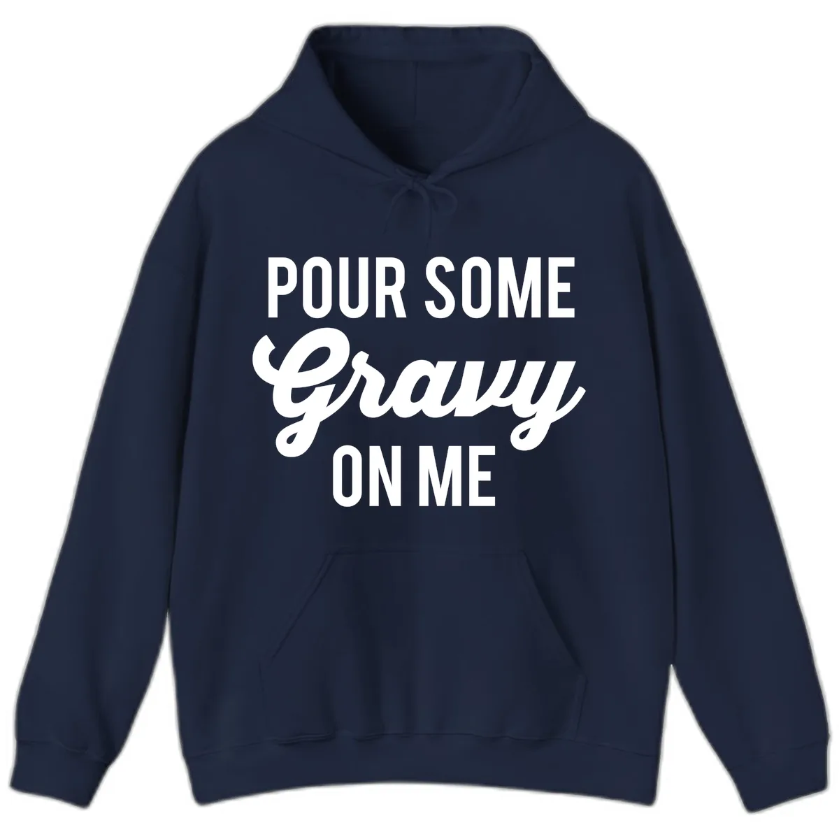 Pour Some Gravy On Me Thanksgiving Hoodie in Navy