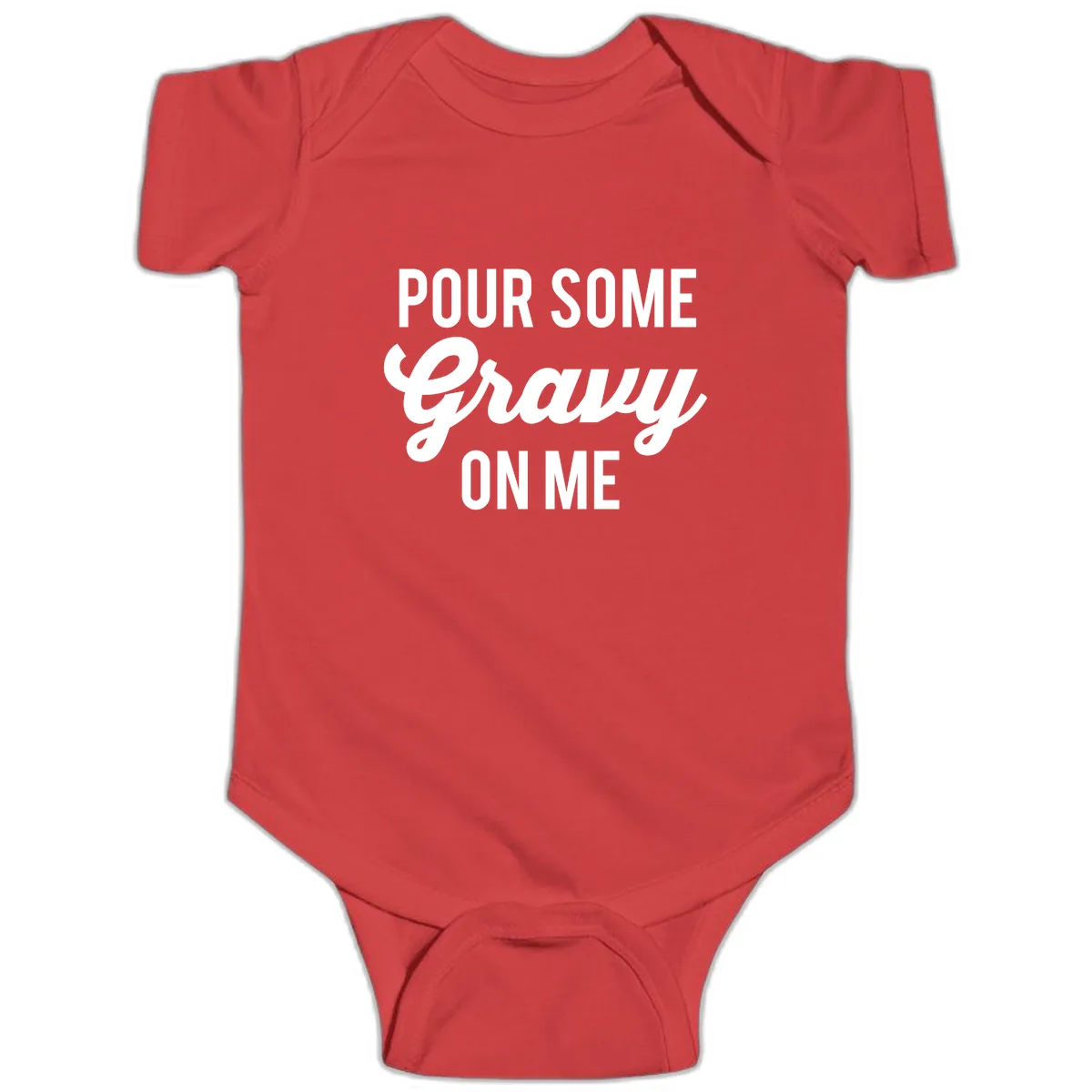Pour Some Gravy On Me Thanksgiving Baby Onesie in Red
