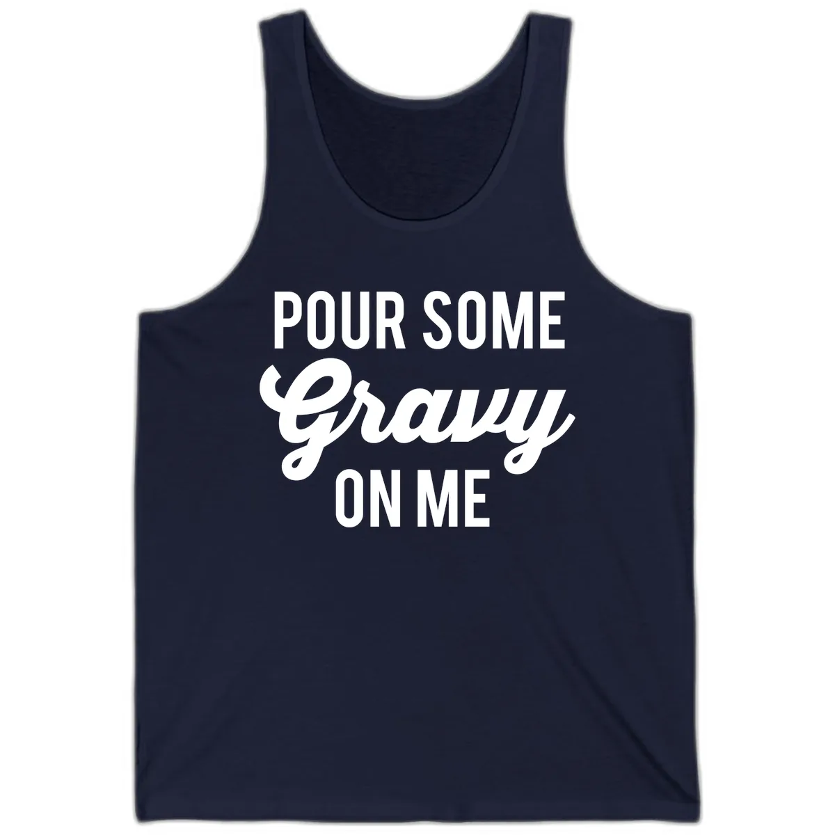 Pour Some Gravy On Me Thanksgiving Tank in Navy