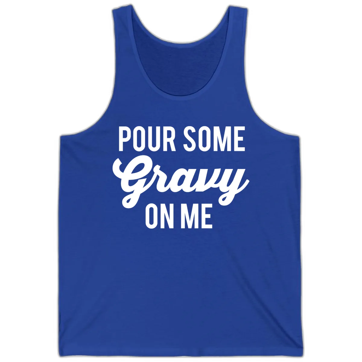 Pour Some Gravy On Me Thanksgiving Tank in True Royal