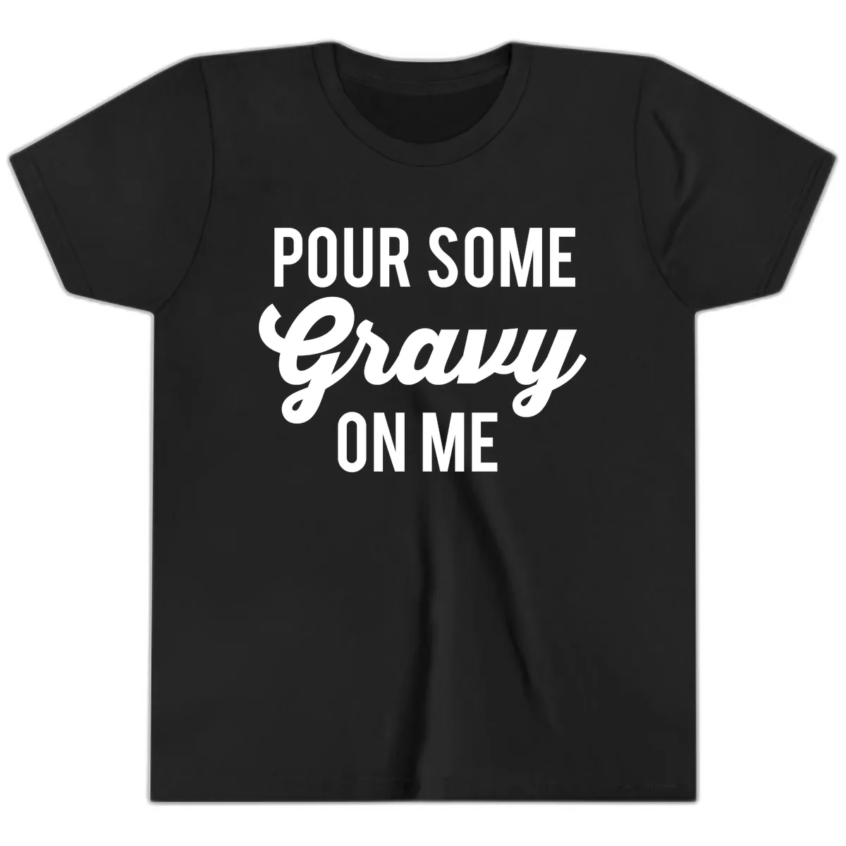 Pour Some Gravy On Me Thanksgiving Youth T-Shirt in Black