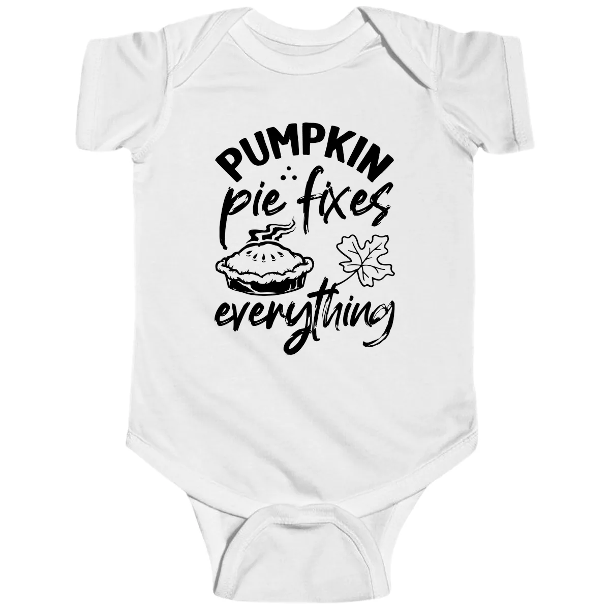 Pumpkin Pie Fixes Everything Fall Saying Baby Onesie in White
