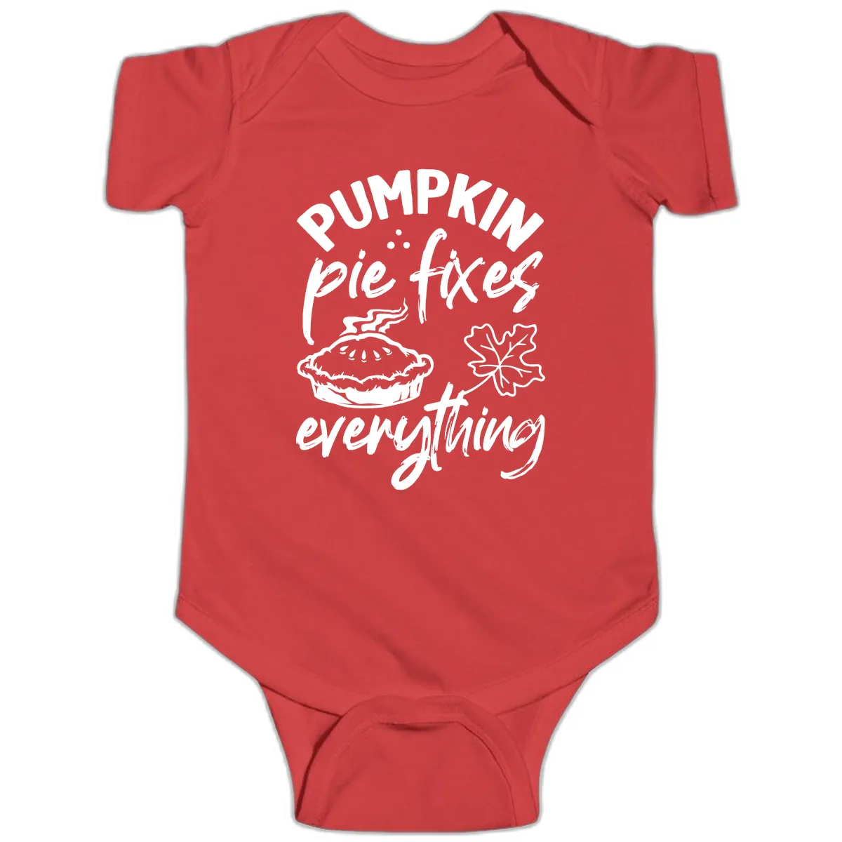 Pumpkin Pie Fixes Everything Fall Saying Baby Onesie in Red