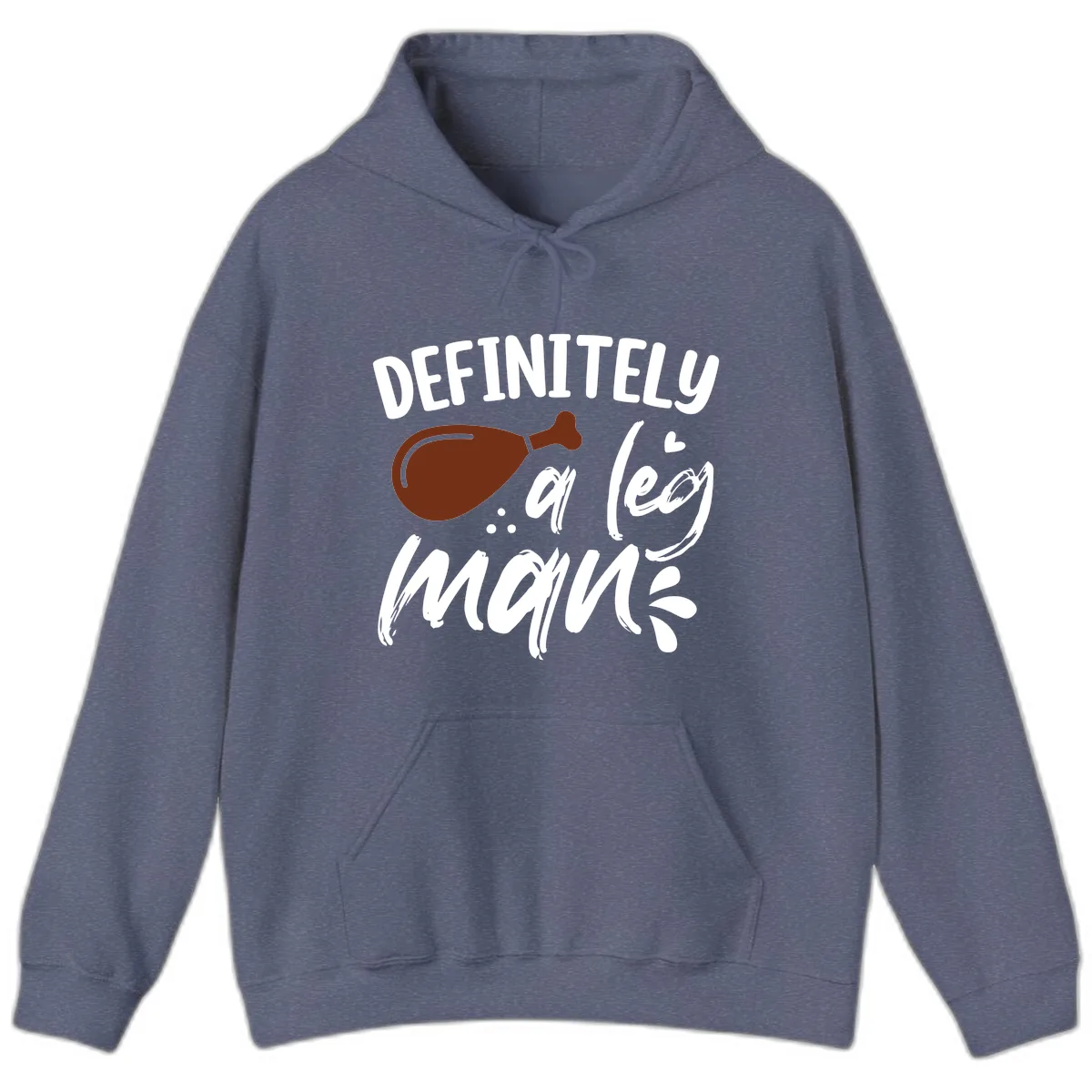 Definitely A Leg Man Turkey Graphic Hoodie in Heather Navy