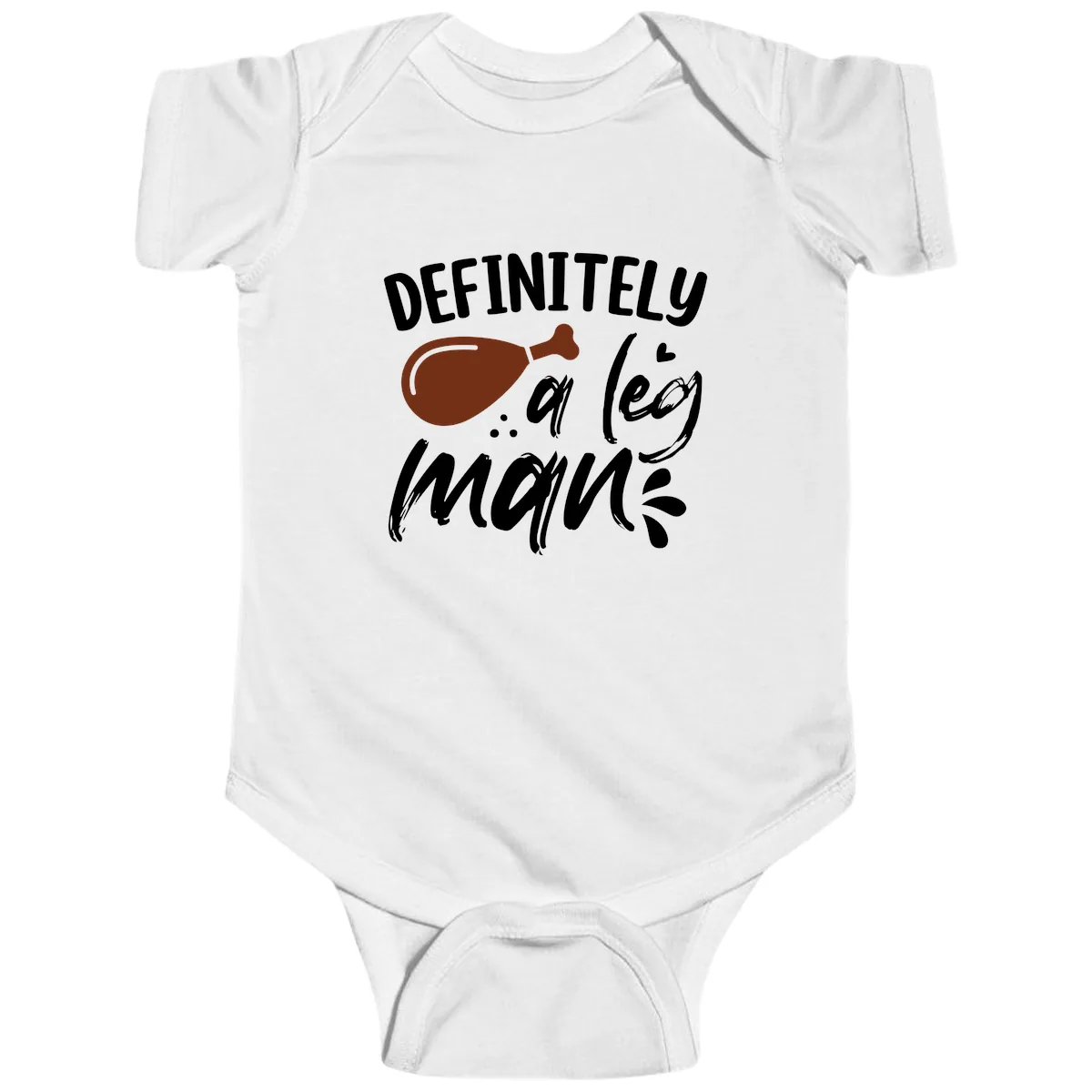 Definitely A Leg Man Turkey Graphic Baby Onesie in White
