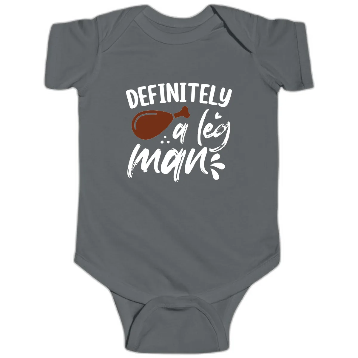 Definitely A Leg Man Turkey Graphic Baby Onesie in Charcoal