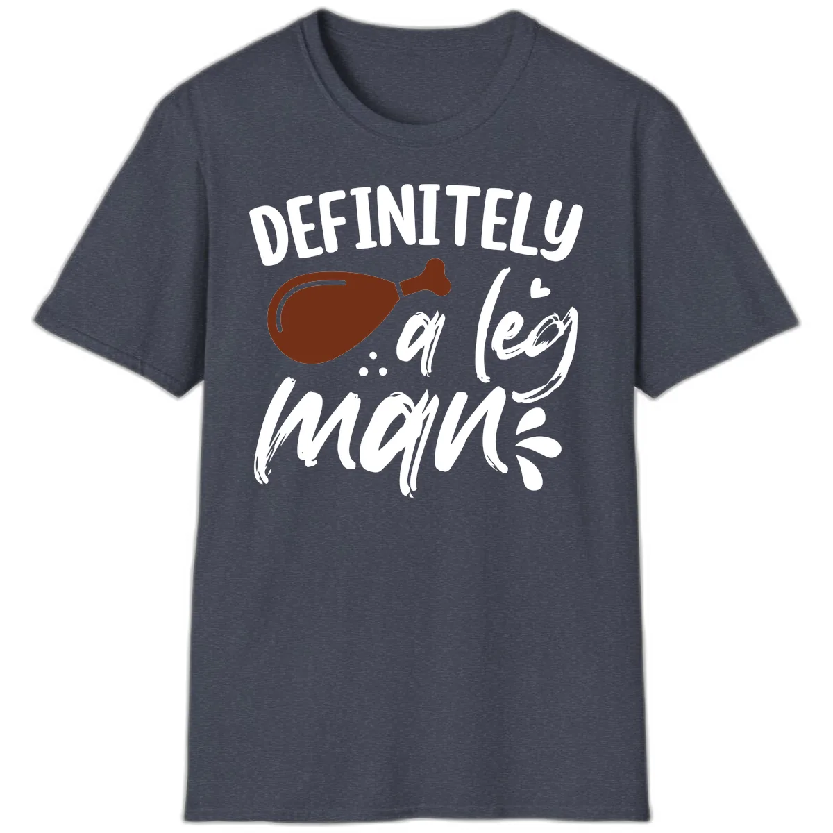 Definitely A Leg Man Turkey Graphic T-Shirt in Heather Navy