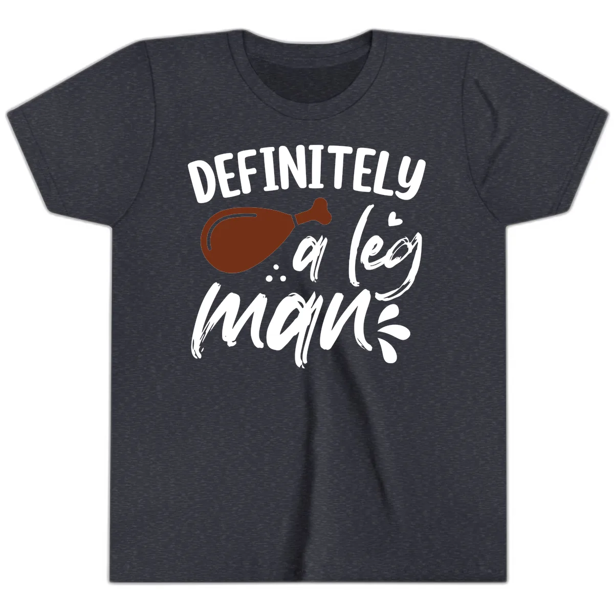 Definitely A Leg Man Turkey Graphic Youth T-Shirt in Heather Navy