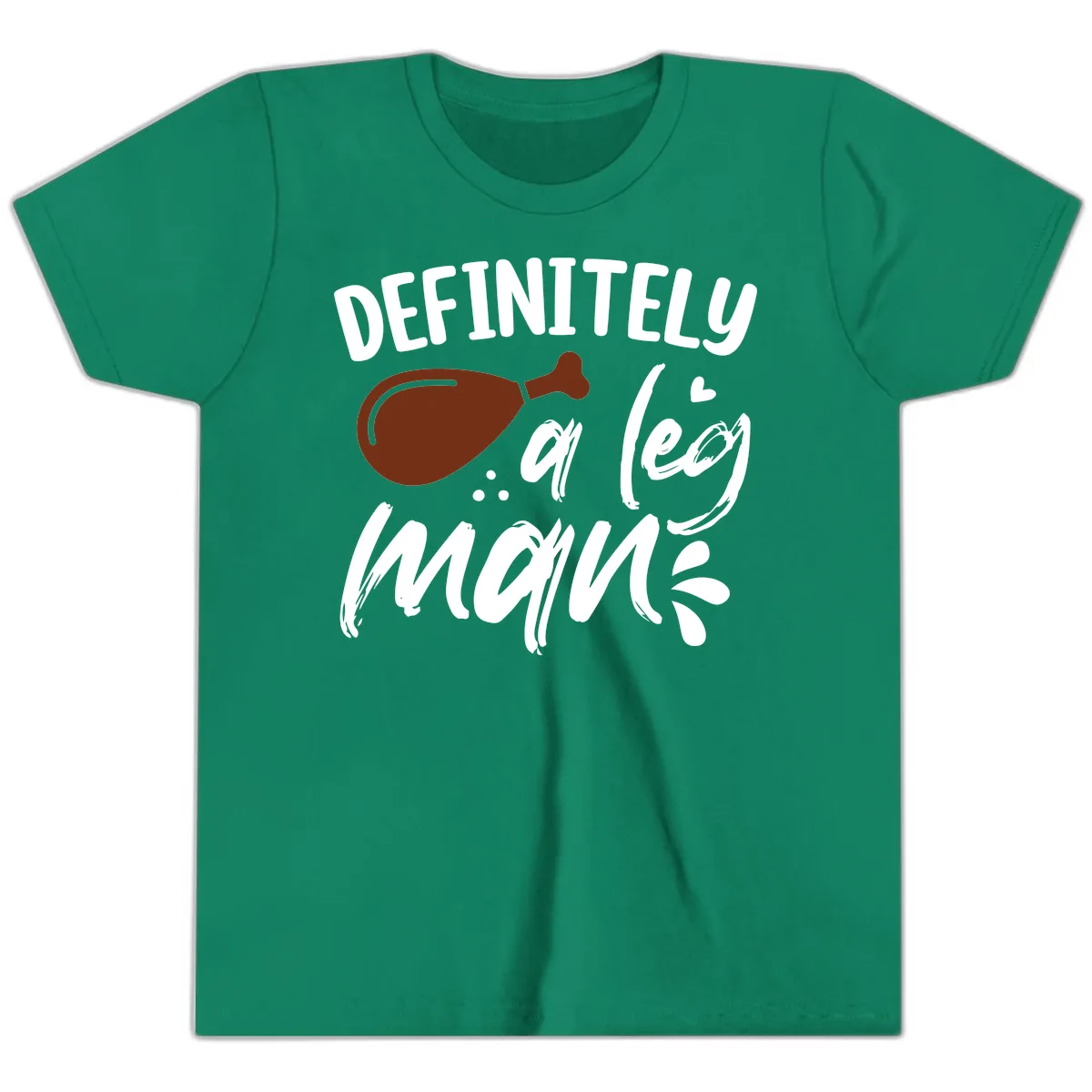 Definitely A Leg Man Turkey Graphic Youth T-Shirt in Kelly