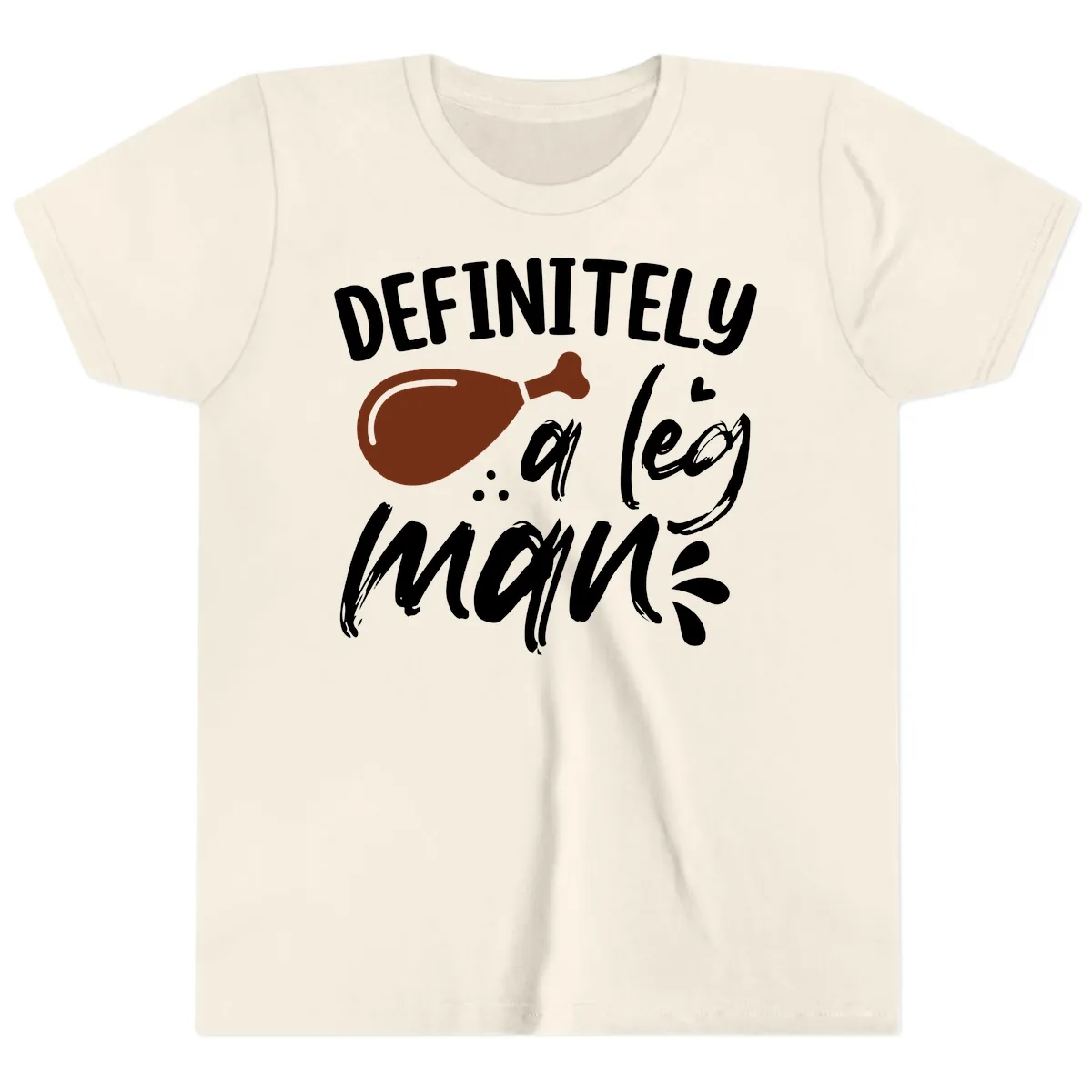 Definitely A Leg Man Turkey Graphic Youth T-Shirt in Natural