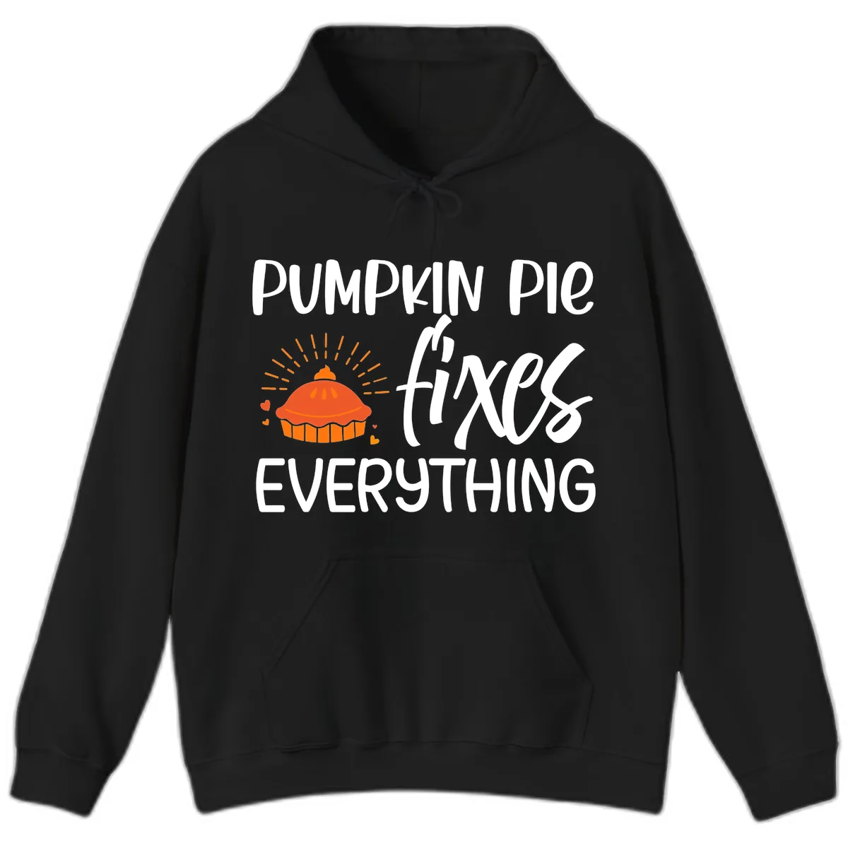 Pumpkin Pie Fixes Everything Hoodie in Black