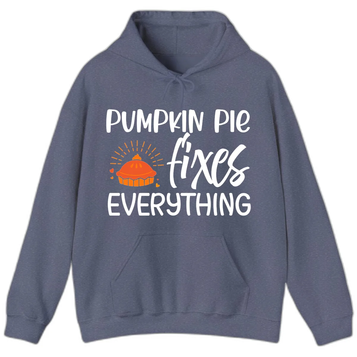 Pumpkin Pie Fixes Everything Hoodie in Heather Navy