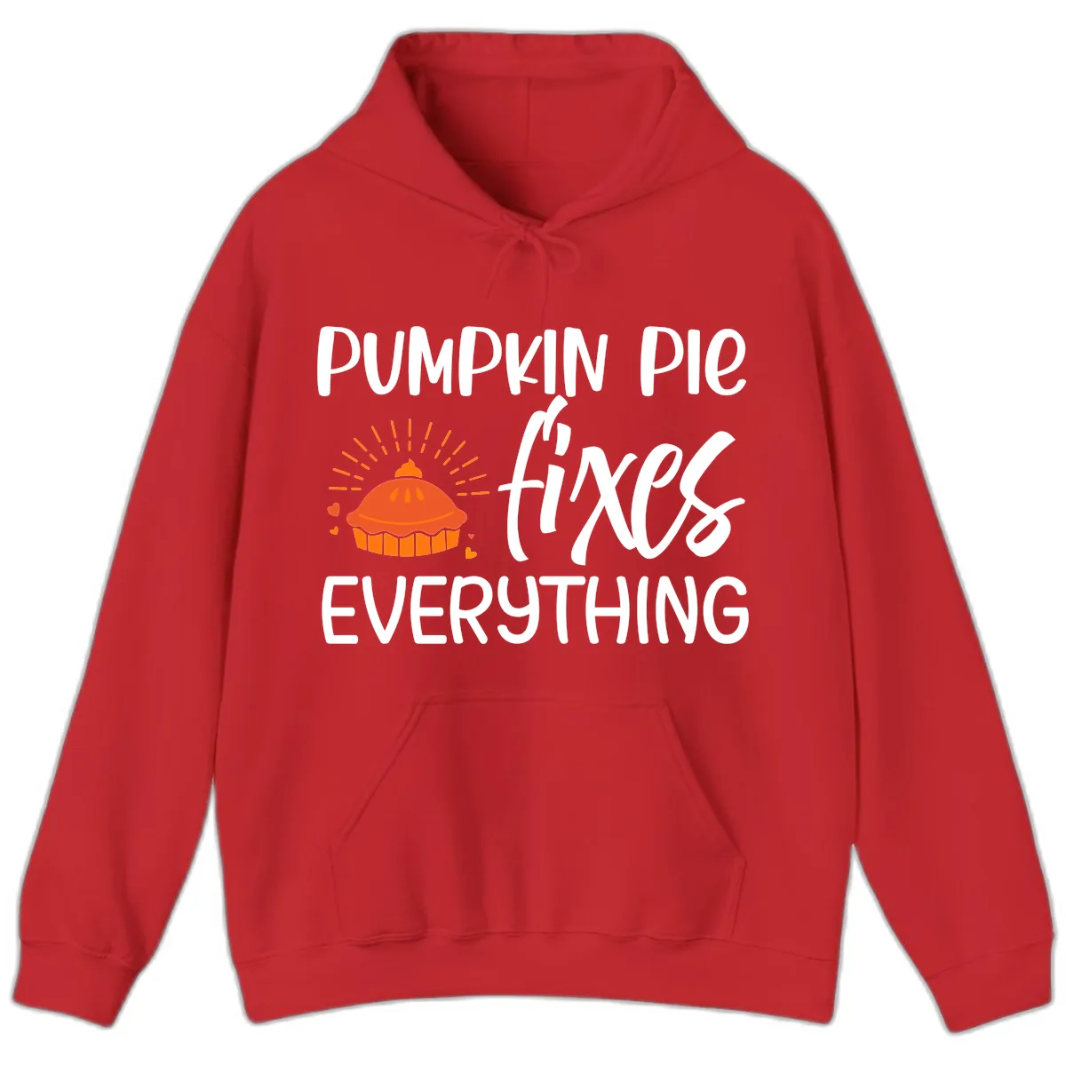 Pumpkin Pie Fixes Everything Hoodie in Red