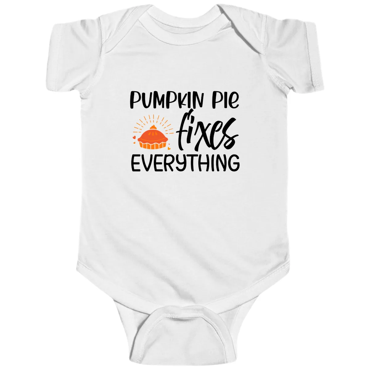 Pumpkin Pie Fixes Everything Baby Onesie in White