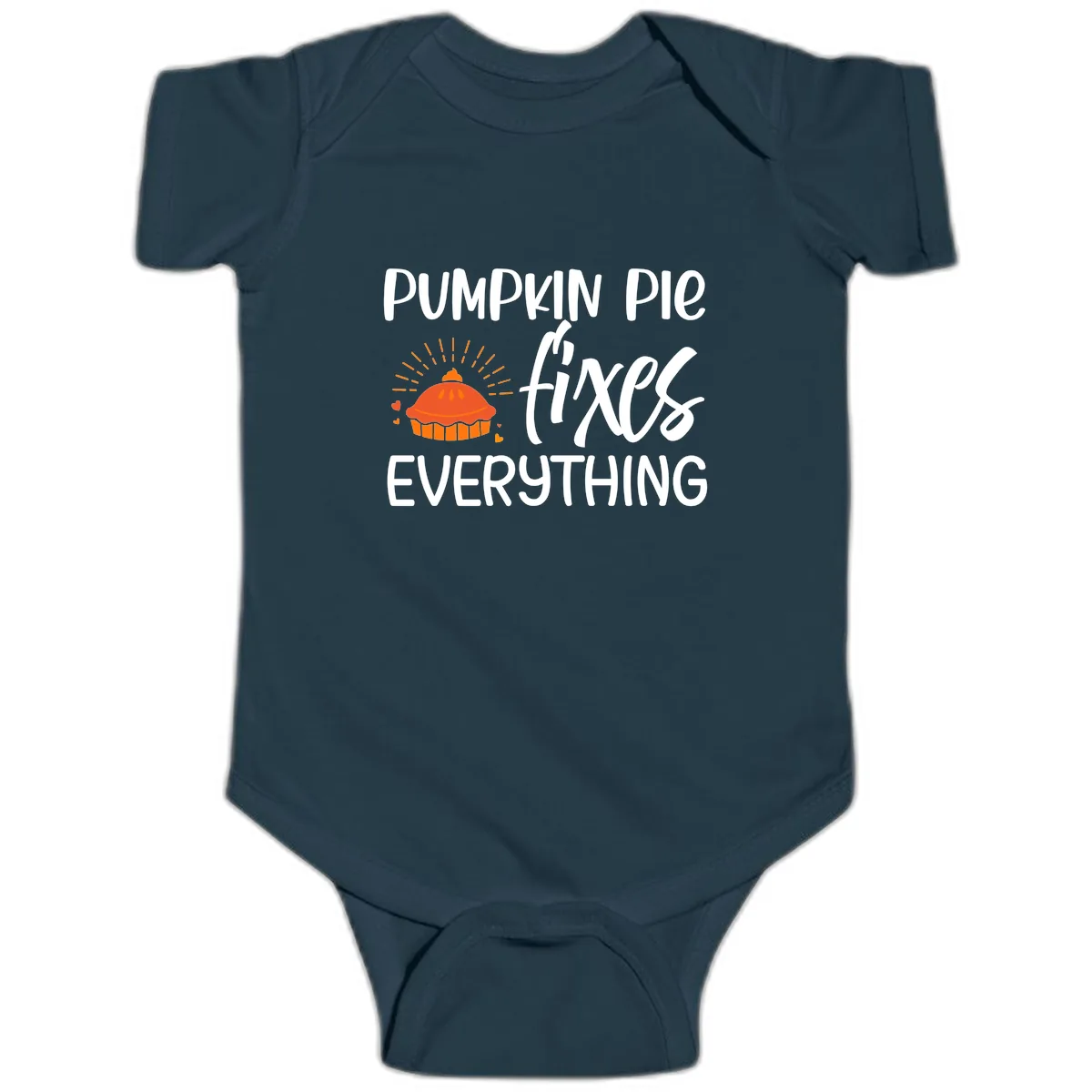 Pumpkin Pie Fixes Everything Baby Onesie in Navy