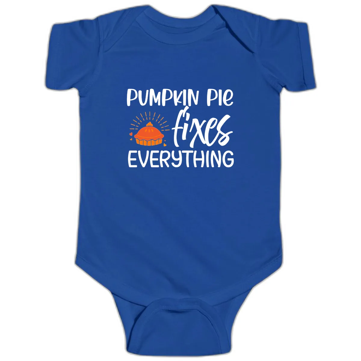 Pumpkin Pie Fixes Everything Baby Onesie in Royal