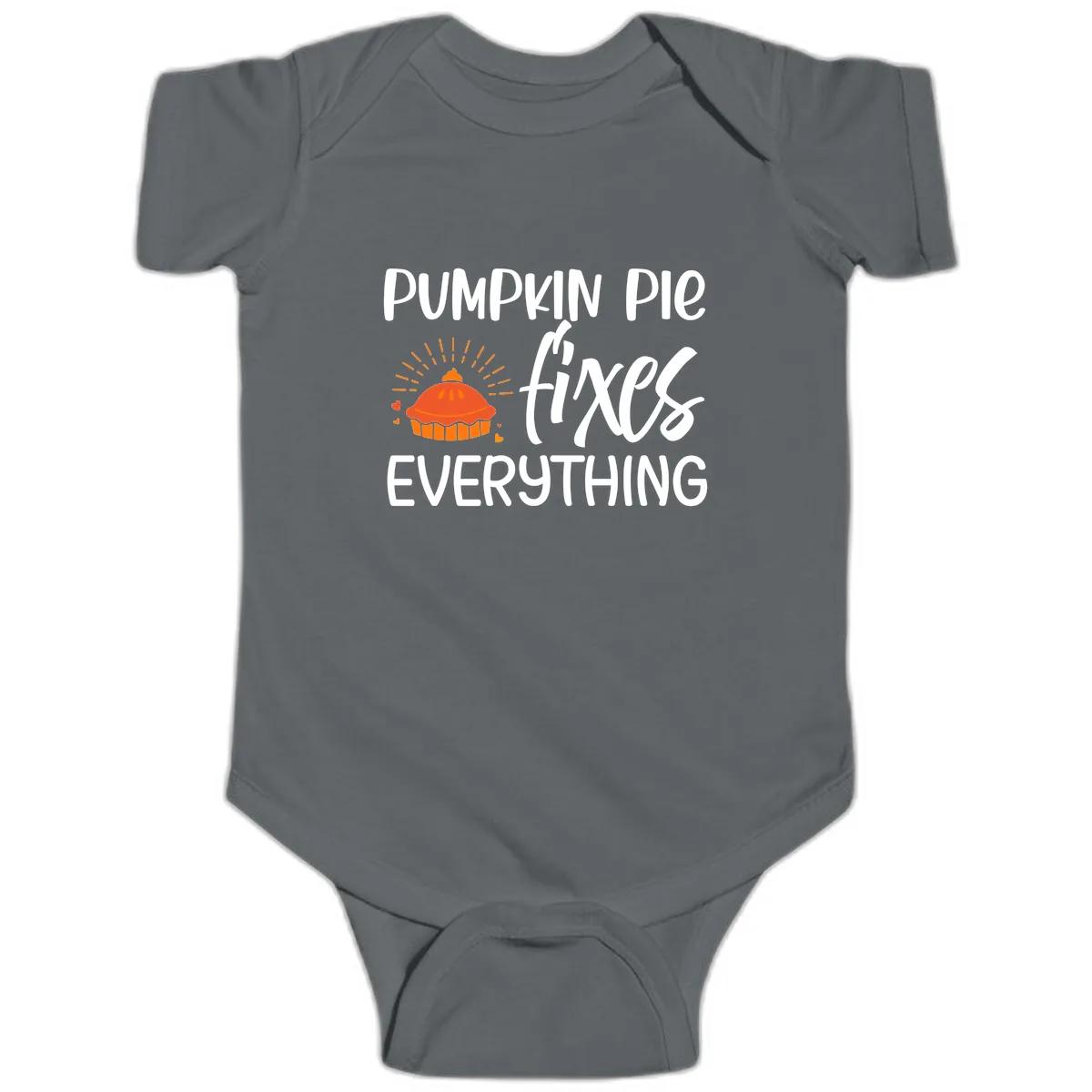 Pumpkin Pie Fixes Everything Baby Onesie in Charcoal