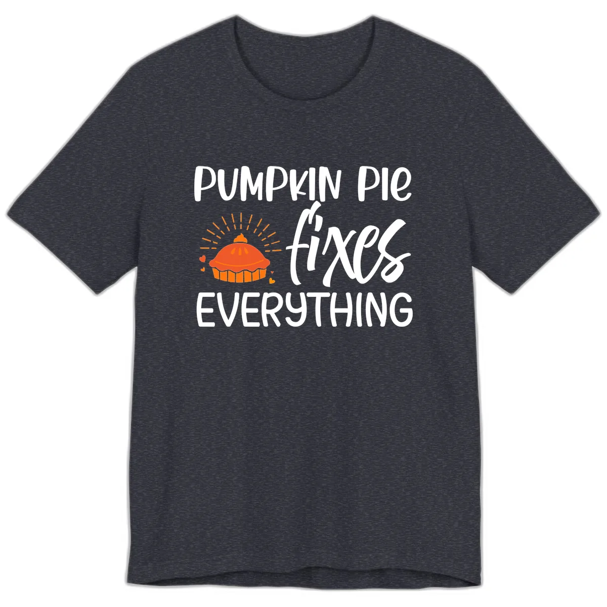 Pumpkin Pie Fixes Everything Premium T-Shirt in Heather Navy