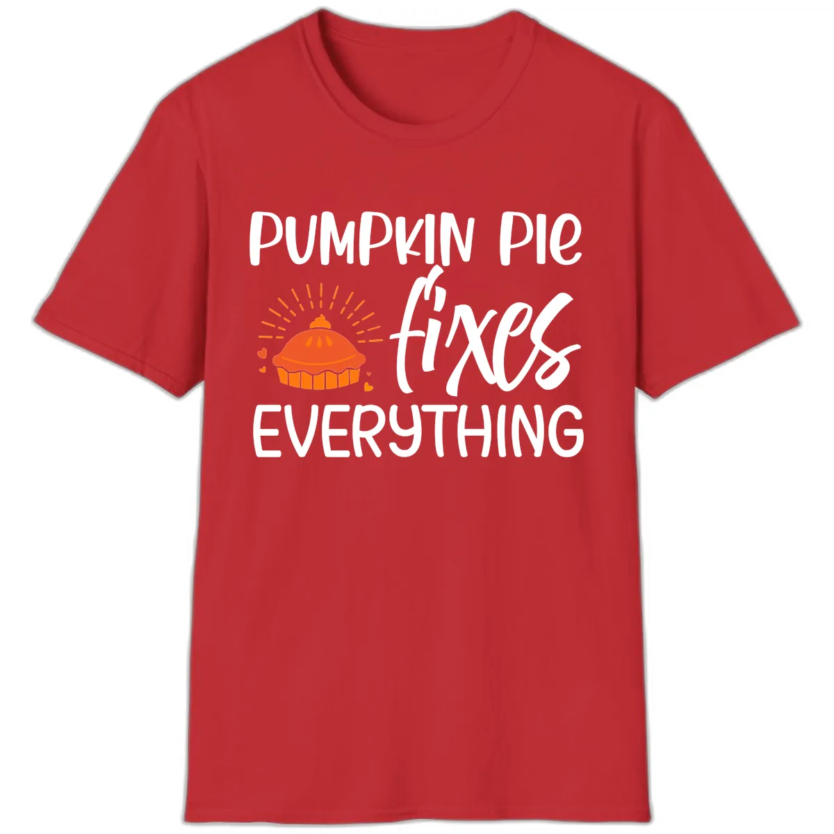 Pumpkin Pie Fixes Everything T-Shirt in Red