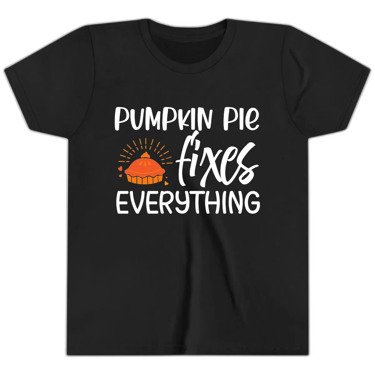 Pumpkin Pie Fixes Everything Youth T-Shirt in Black