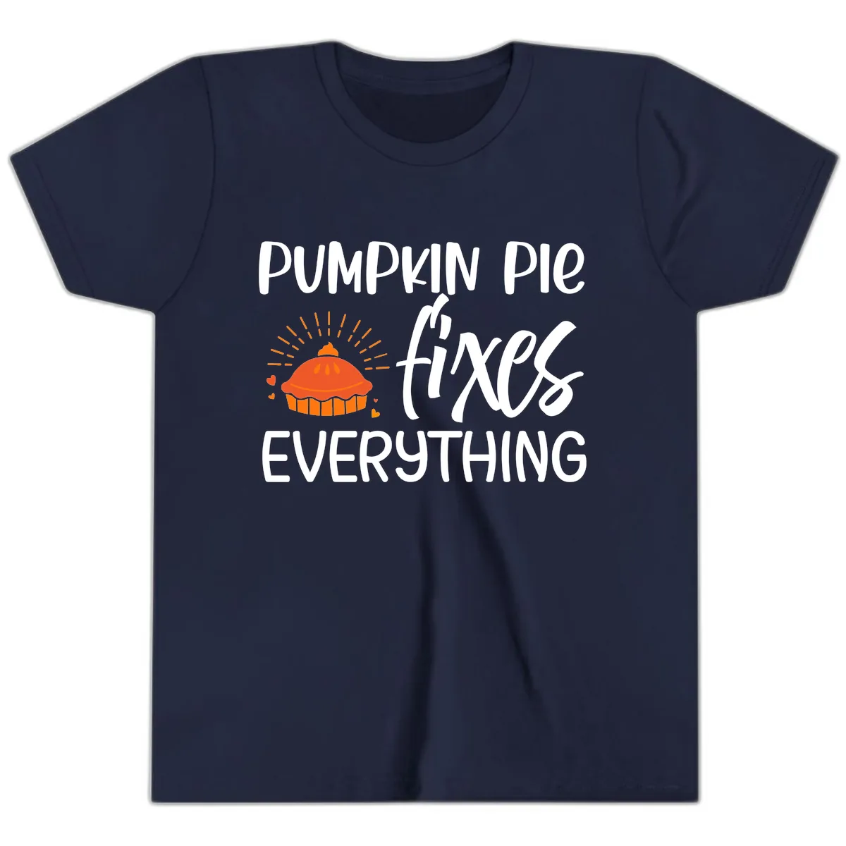 Pumpkin Pie Fixes Everything Youth T-Shirt in Navy