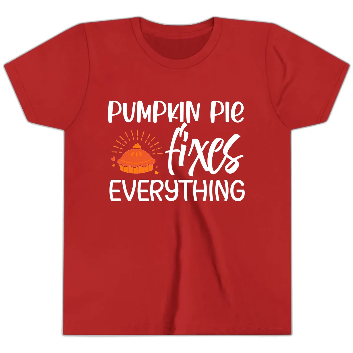 Pumpkin Pie Fixes Everything Youth T-Shirt in Red