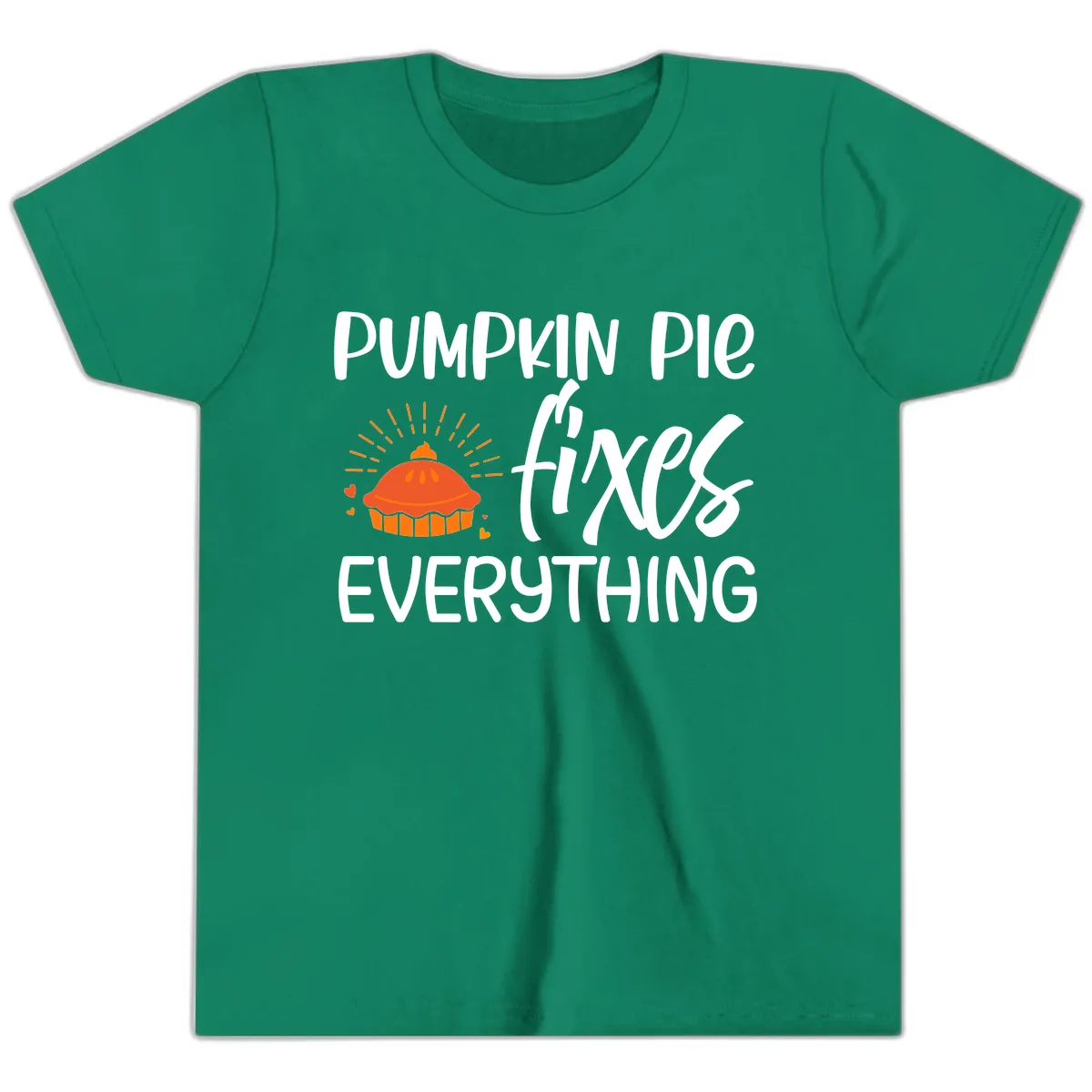 Pumpkin Pie Fixes Everything Youth T-Shirt in Kelly