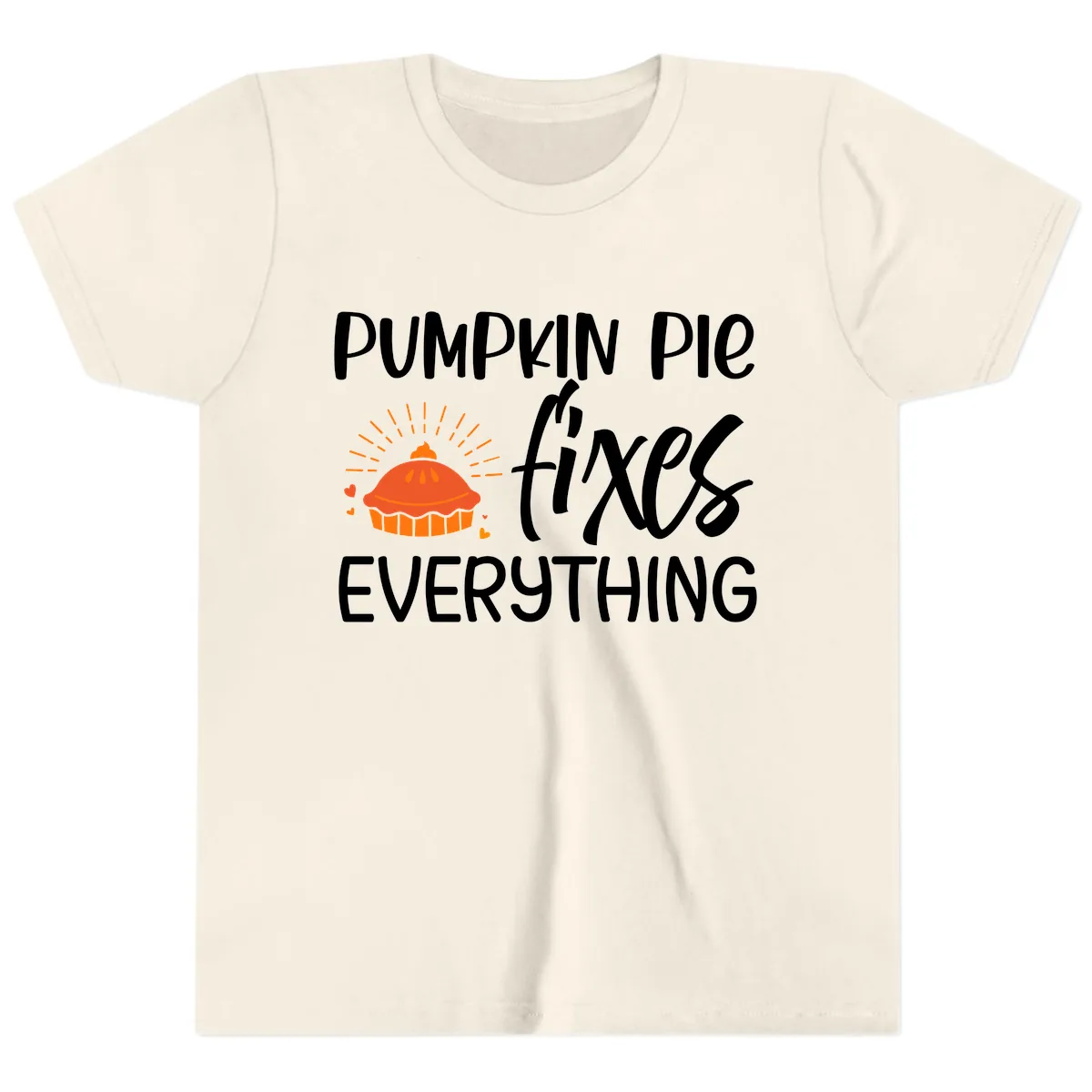 Pumpkin Pie Fixes Everything Youth T-Shirt in Natural