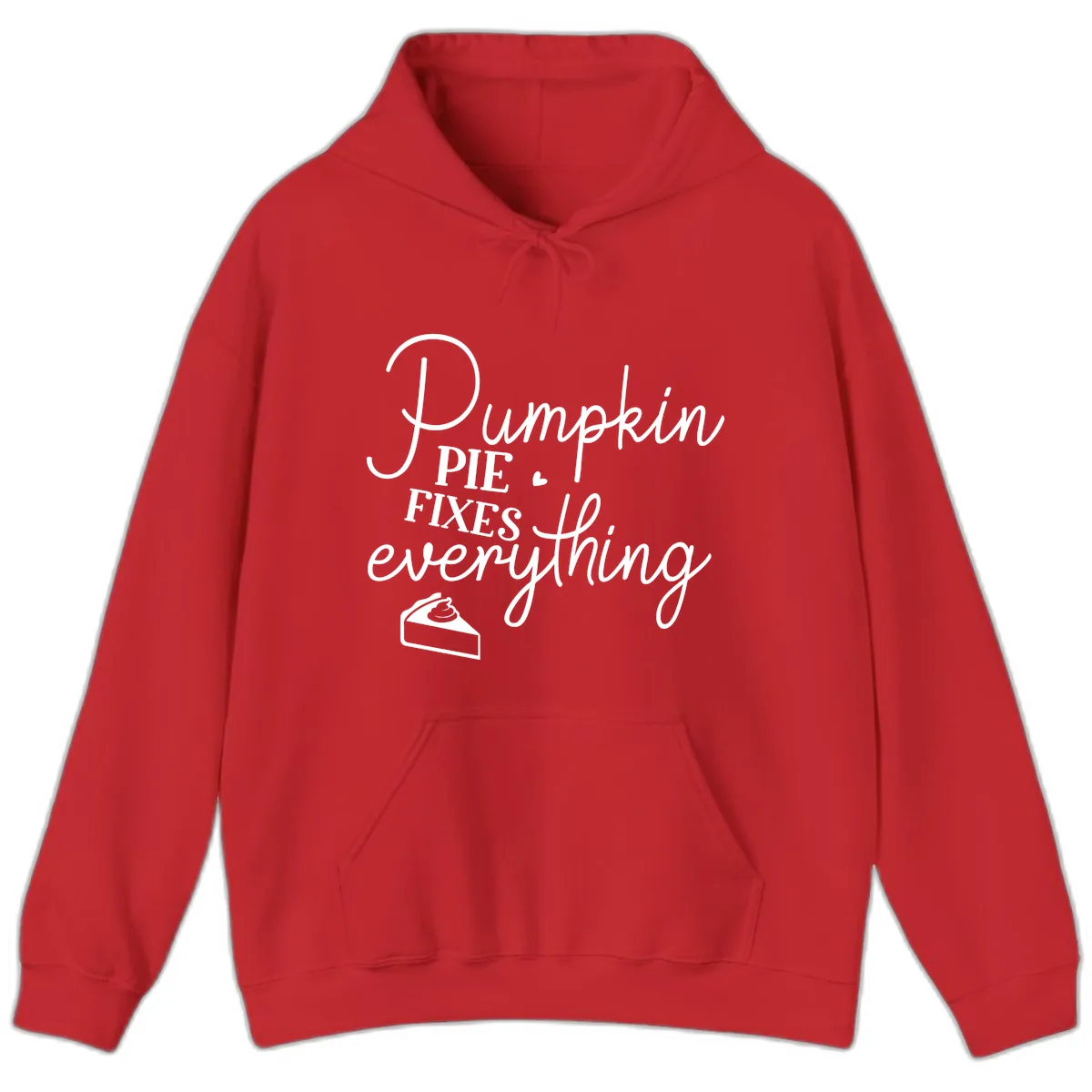 Pumpkin Pie Fixes Everything Quote Hoodie in Red