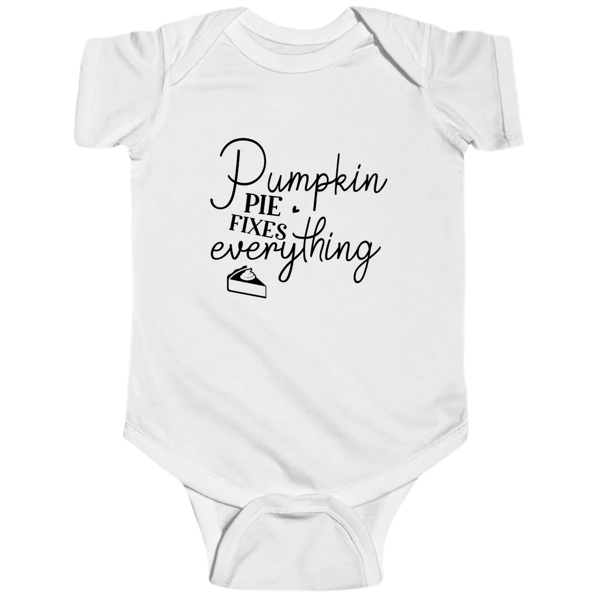 Pumpkin Pie Fixes Everything Quote Baby Onesie in White