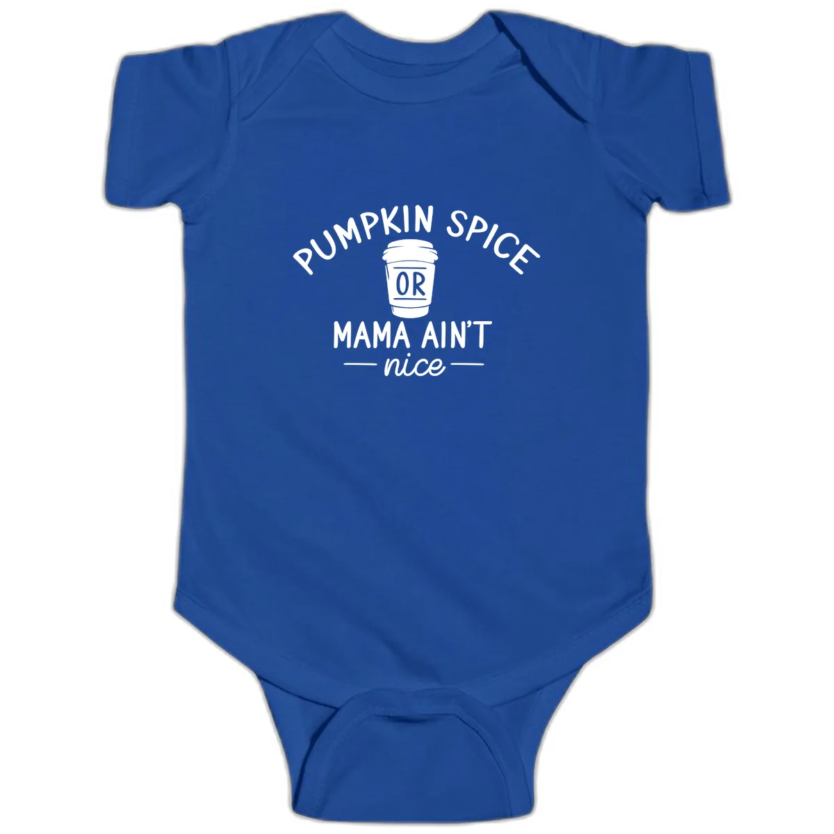 Pumpkin Spice Mama Ain't Nice Baby Onesie in Royal